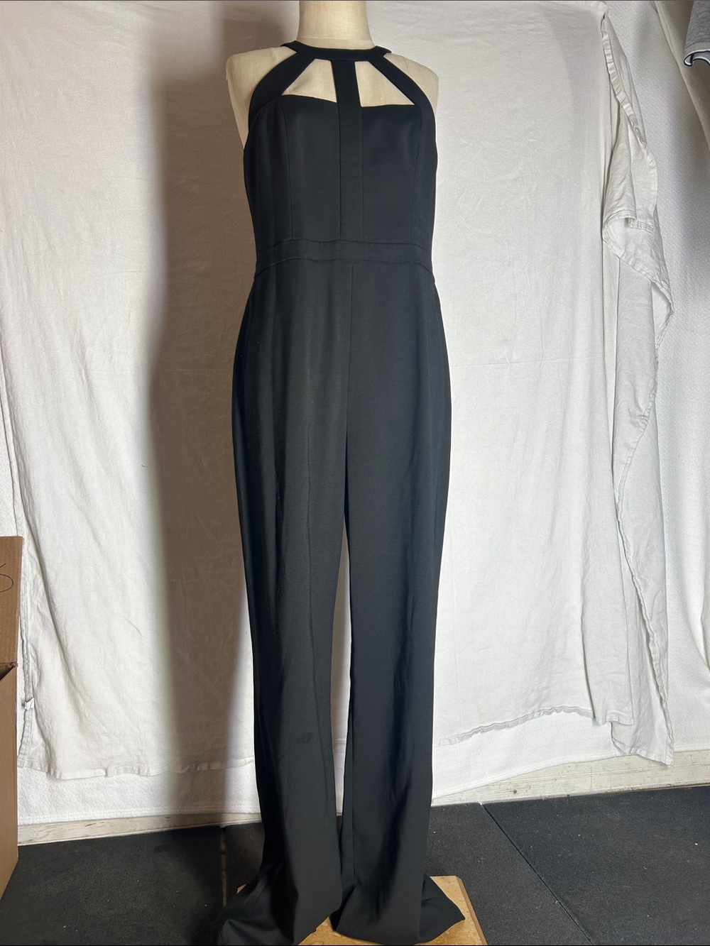 BCBGMaxAzria Black Halter-Neck Cutout Jumpsuit